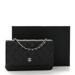 Caviar Quilted Wallet on Chain WOC Black - Image 4