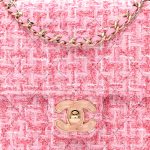 Tweed Resin Quilted Mini Heart Square Flap Pink White - Image 6