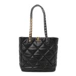 Lambskin Quilted Chanel 19 Shopping Bag Black