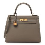 Epsom Kelly Sellier 28 Etoupe (Golden Lock)