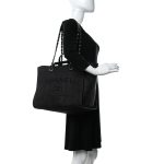 Mixed Fibers Calfskin Striped Medium Deauville Tote Black - Image 2