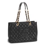 Caviar Quilted Grand Shopping Tote GST Black - Gold chain - Image 4