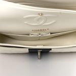 Lambskin Quilted Medium Double Flap Black White - Image 8