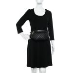 Calfskin Quilted Banane Waist Bag Fanny Pack Black - Image 2