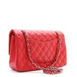 Lambskin Quilted Medium Double Flap Red - Image 3