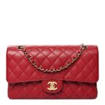 Caviar Quilted Medium Double Flap Red