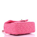Wool Tweed Quilted Mini Rectangular Flap Dark Pink Fuchsia - Image 3
