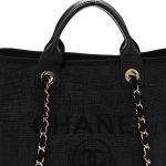 Mixed Fibers Calfskin Striped Medium Deauville Tote Black - Image 5