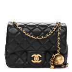 Lambskin Quilted CC Pearl Crush Mini Flap Black - Image 3