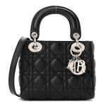 Lambskin Cannage Mini Lady  Black（6.5 x 6 x 3 in）