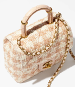 MINI FLAP BAG WITH TOP HANDLE-Orange & Ecru - Image 4