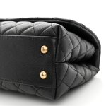 Caviar Lizard Embossed Quilted Mini Coco Handle Flap Black - Image 8