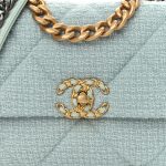 Tweed Mixed Fibers Quilted Medium Chanel 19 Flap Light Green - Image 8